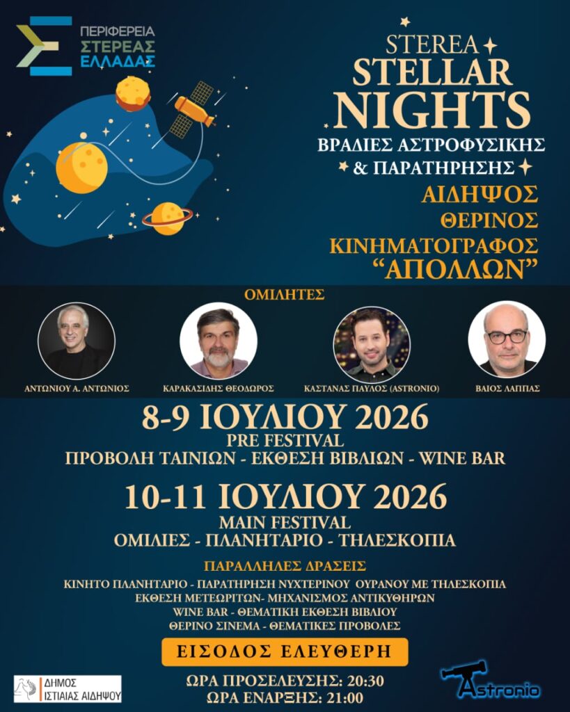 Βραδιές Αστροφυσικής και Παρατήρησης | 8-11 Ιουλίου | Σινέ Απόλλων